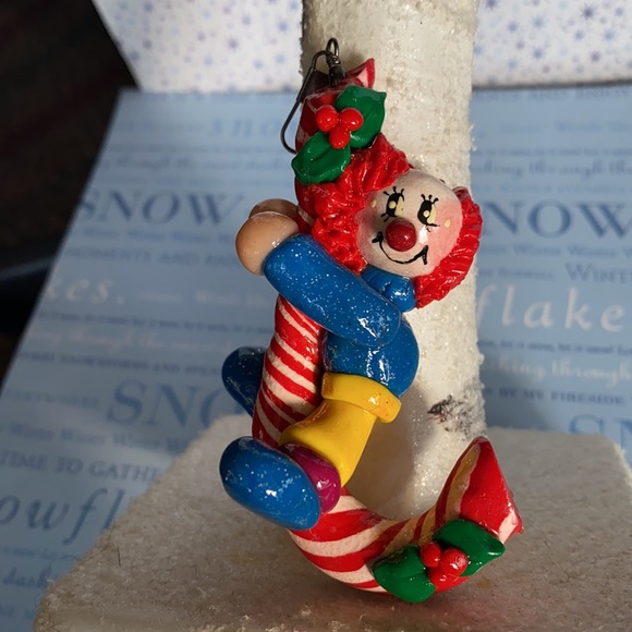Handcrafted; Clown; Candy Cane; Ornament - Picture 5 of 7